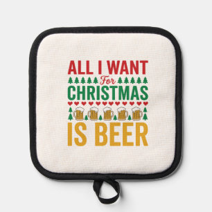 Weihnachtsbier Lustiges Weihnachtsgetränkedesign Topflappen