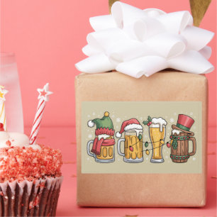 Weihnachtsbier-Trinker-Geschenk-Party-Geist  Rechteckiger Aufkleber