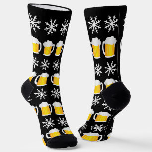 Weihnachtsbiere und Schneeflocken Muster Socken