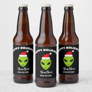 Weihnachtsbierflaschen-Etiketten mit Santa Alien Bierflaschenetikett
