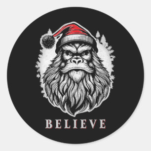 Weihnachtsbigfoot - Glaube an Bigfoot Tragen von S Runder Aufkleber