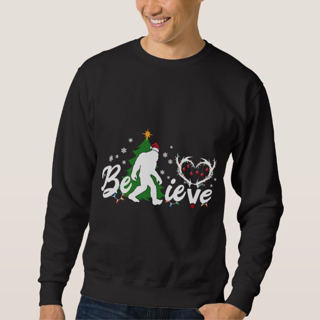 Weihnachtsbigfoot Glaube Bigfoot mit Santa Sweatshirt (Vorderseite)