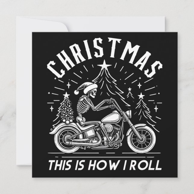 Weihnachtsbiker So rolle ich Feiertagskarte (Vorderseite)