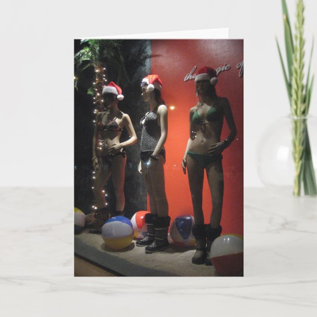 Weihnachtsbikinis & Bootskarte Feiertagskarte (Vorderseite)
