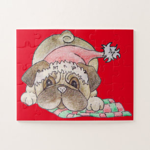 Weihnachtsbild des niedlichen Mops-Spielbogens