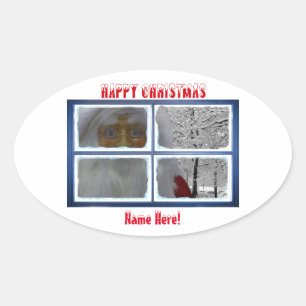 Weihnachtsbild für Oval-Stickers-Glossy Ovaler Aufkleber