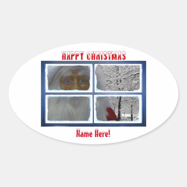 Weihnachtsbild für Oval-Stickers-Glossy Ovaler Aufkleber (Vorderseite)