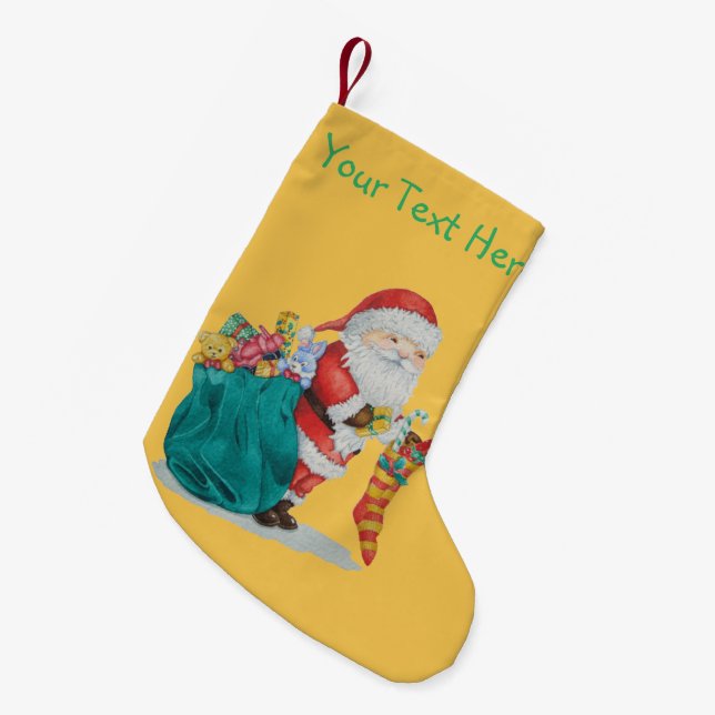 Weihnachtsbild niedlich Santa Kleiner Weihnachtsstrumpf (Vorderansicht (hängend))