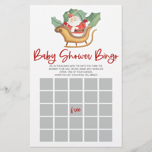 Weihnachtsbingo Baby Showspiel Briefpapier (Vorderseite)