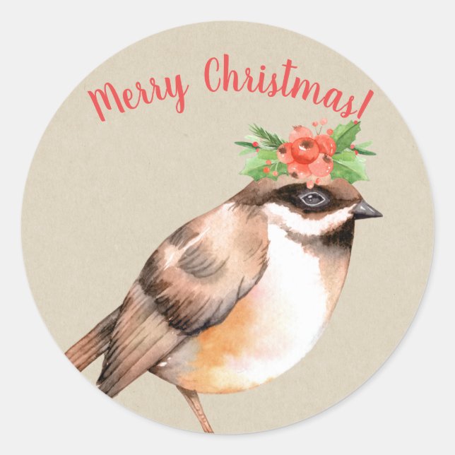 Weihnachtsbird Country Holiday Custom Runder Aufkleber (Vorderseite)
