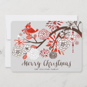 Weihnachtsbird Flora Holiday Flat Card Feiertagskarte