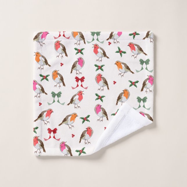 Weihnachtsbird Pattern Robins und Heilige Waschlappen (Waschlappen)