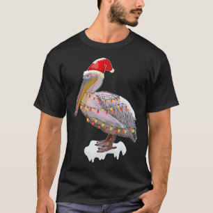 Weihnachtsbird Pelican Weihnachtsmannmütze Kostüm T-Shirt
