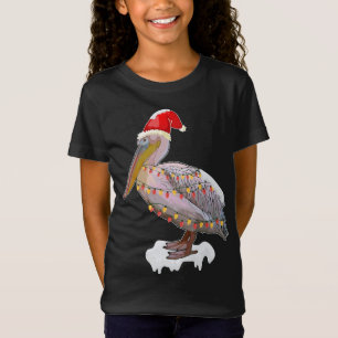 Weihnachtsbird Pelican Weihnachtsmannmütze Kostüm T-Shirt