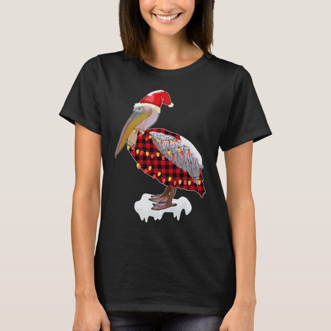 Weihnachtsbird Pelican Weihnachtsmannmütze Kostüm  T-Shirt (Vorderseite)