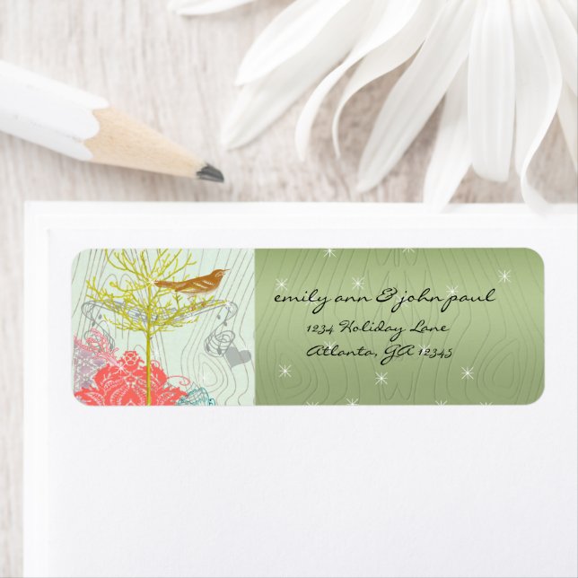 Weihnachtsbird-Rücksendeadressen-Aufkleber (Insitu)
