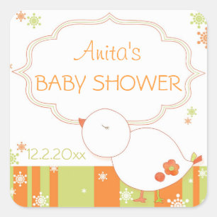 Weihnachtsbird Winter Baby Dusche Quadratischer Aufkleber