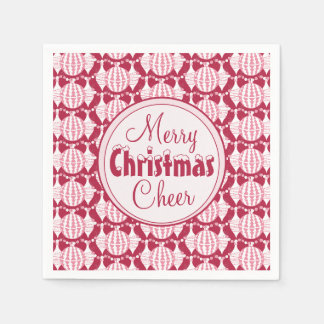Weihnachtsbirnen mit schneebedruckter Schrift Rot  Serviette