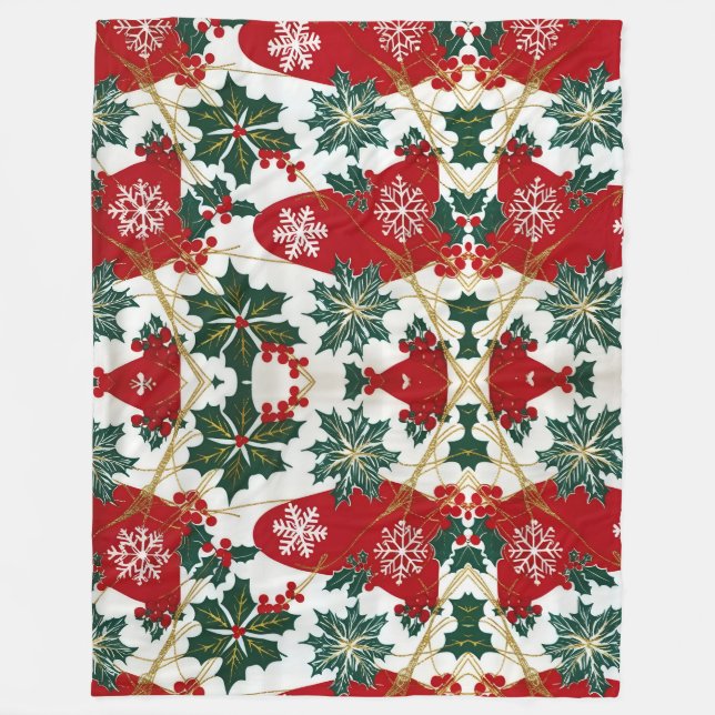 Weihnachtsblanket in Rot und Grün Fleecedecke (Vorderseite)