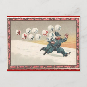 Weihnachtsblasen jagen einen Polizisten Postkarte
