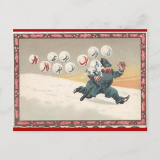 Weihnachtsblasen jagen einen Polizisten Postkarte