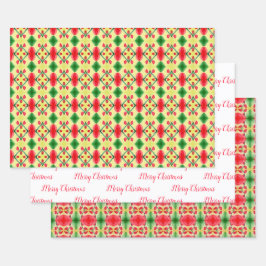 Weihnachtsblatt in Rot-Gelb und Grün Geschenkpapier Set