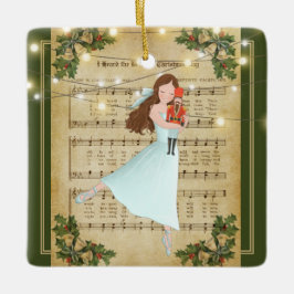 Weihnachtsblatt Music Nutcracker Ballet Keramikornament
