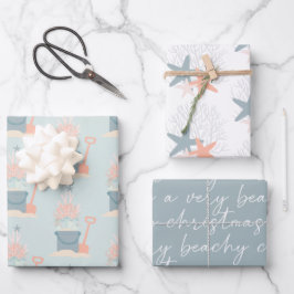 Weihnachtsblätter am Meer Geschenkpapier Set