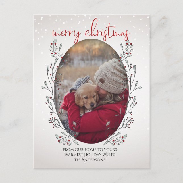 Weihnachtsblätter und Berries Postkarte (Vorderseite)