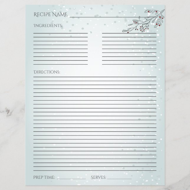 Weihnachtsblätter und Berries Rezept Card (Vorderseite)