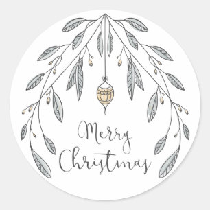 Weihnachtsblätter und Berries Runder Aufkleber
