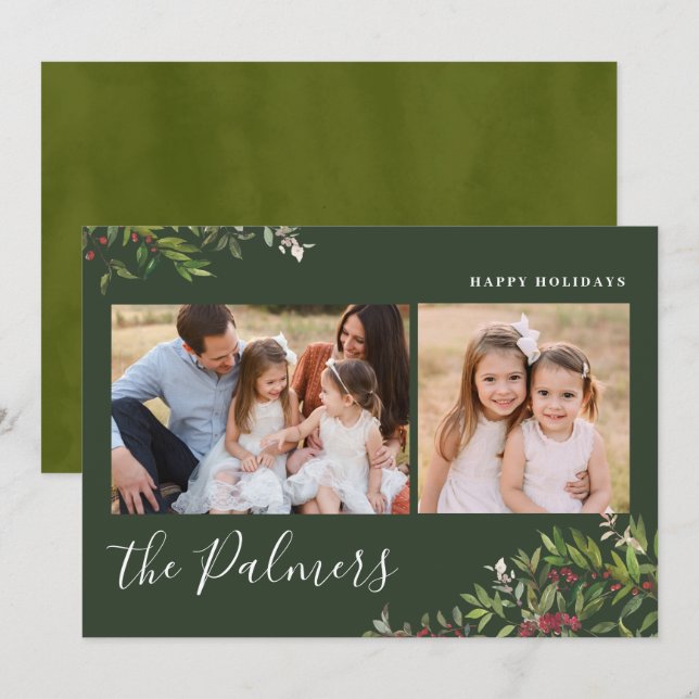 Weihnachtsblätterfamilie Unterschrift Feiertagskarte (Vorne/Hinten)