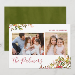 Weihnachtsblätterfamilie Unterschrift Feiertagskarte