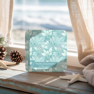 Weihnachtsblättern an der Küste - Muster #7 ID1009 Rechteckiger Pappuntersetzer