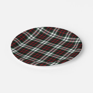 Weihnachtsblau, Rot und Grüner Tartan Kariert Pappteller
