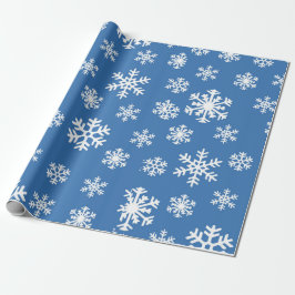 Weihnachtsblau und Weißschneeflocken Geschenkpapier