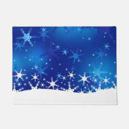 Weihnachtsblaue Winter-Schneeflocken Fußmatte