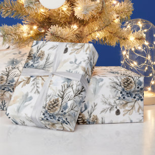 Weihnachtsblaue Zapfen   Geschenkpapier