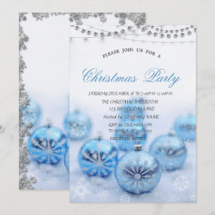 Weihnachtsblauer Balls, Stars Weihnachtsunternehme Einladung