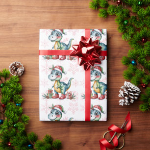 Weihnachtsblauer Dino und Geschenke Jungen-Baby-Pa Geschenkpapier