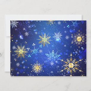 Weihnachtsblauer Hintergrund mit goldenen Schneefl Einladung