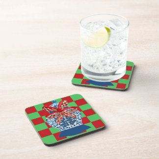 Weihnachtsblauer Ingwertopf Getränkeuntersetzer
