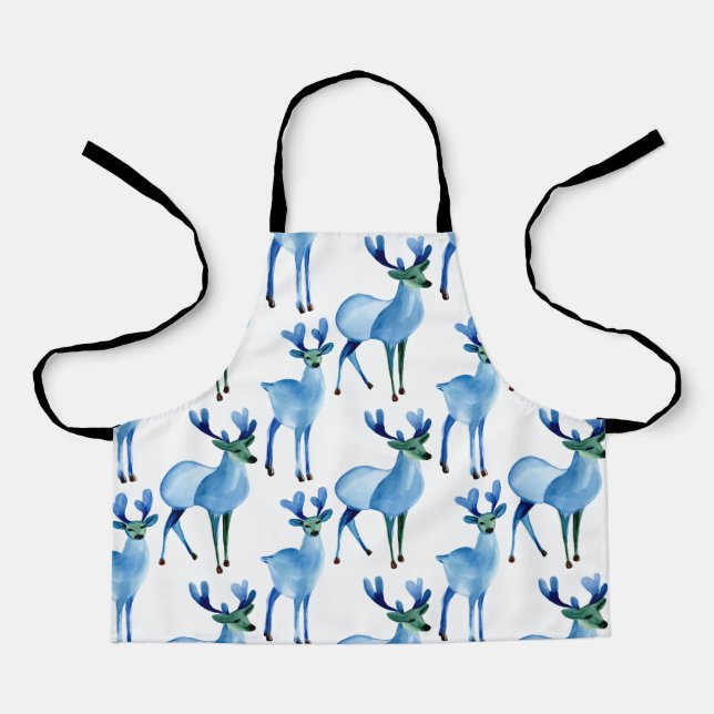 Weihnachtsblauer Rentier Schürze (Vorderseite)