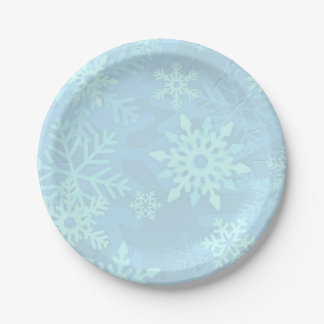 Weihnachtsblauer Schneeflocke-Nachtisch-Teller Pappteller