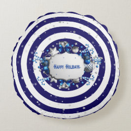 Weihnachtsblauer Streifen Rundkissen Rundes Kissen