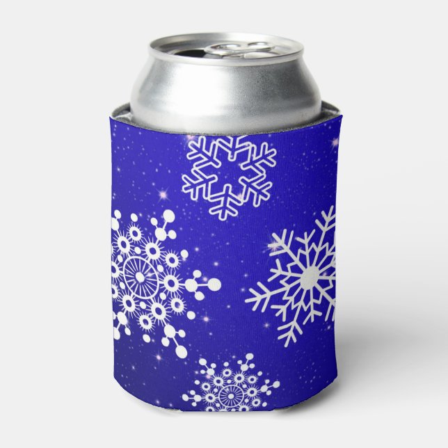 Weihnachtsblauer und weißer Schneeflocken Dosenkühler (Kanne Vorderseite)