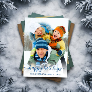 Weihnachtsblaues Schriftfoto Frohe  Feiertagskarte