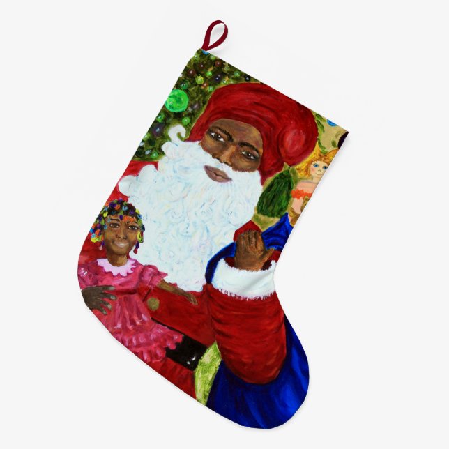 Weihnachtsbling - Schwarzer Weihnachtsmann - Strum Großer Weihnachtsstrumpf (Vorderansicht (hängend))