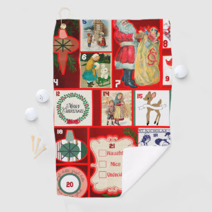 Weihnachtsblock Advent-Illustration Quadratische K Golfhandtuch