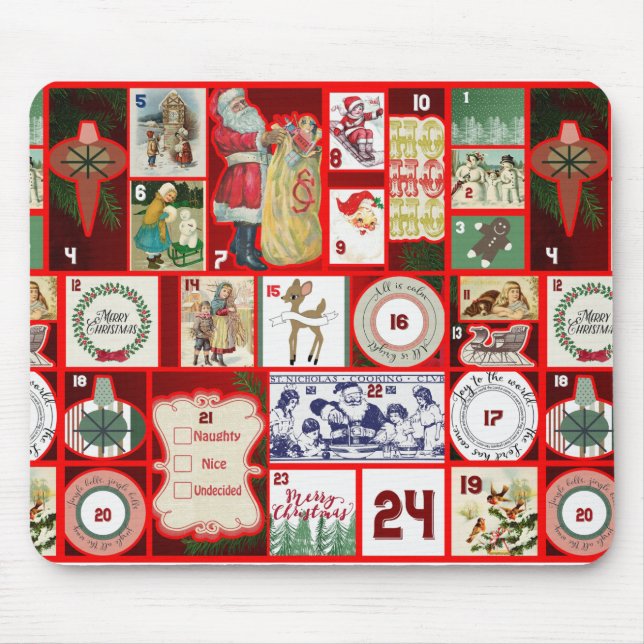 Weihnachtsblock-Advent-Illustration Quadratische K Mousepad (Vorne)